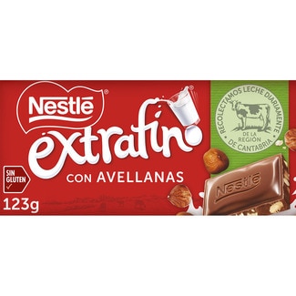 chocolate con leche y avellanas sin gluten tableta 123 g - Nestle Extrafino