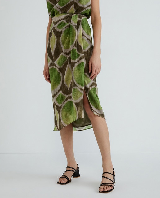 Imagen 0 de Falda midi fluída estampada con nudo