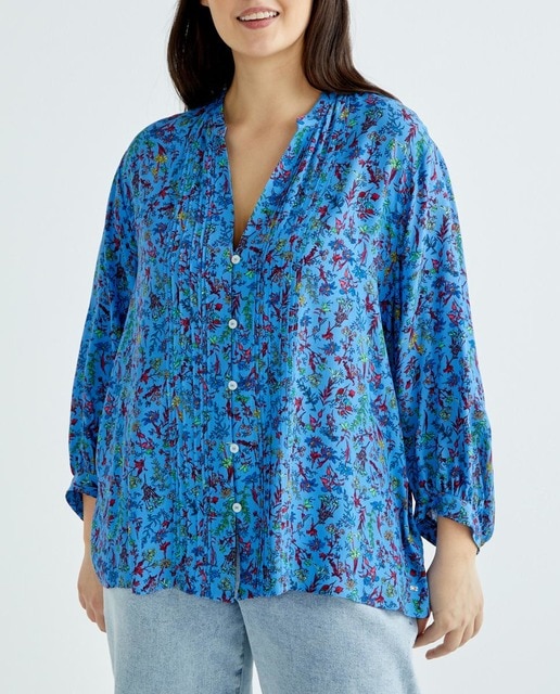 Imagen 0 de Camisa de mujer de cuello pico y manga larga