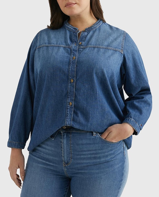 Imagen 0 de Camisa de mujer cuello mao manga larga