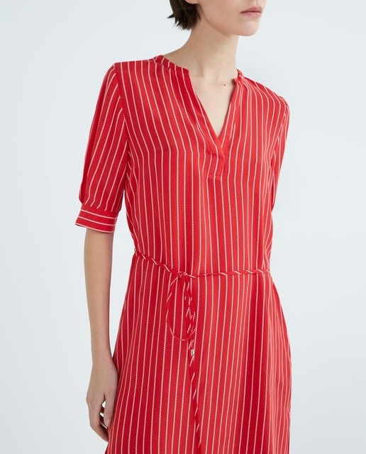 Imagen 0 de Vestido estampado cuello pico manga larga