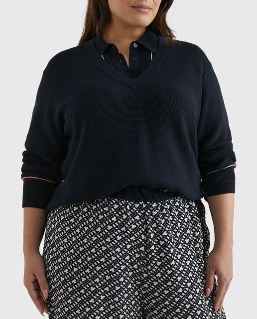 Imagen 0 de Jersey de mujer cuello pico manga larga