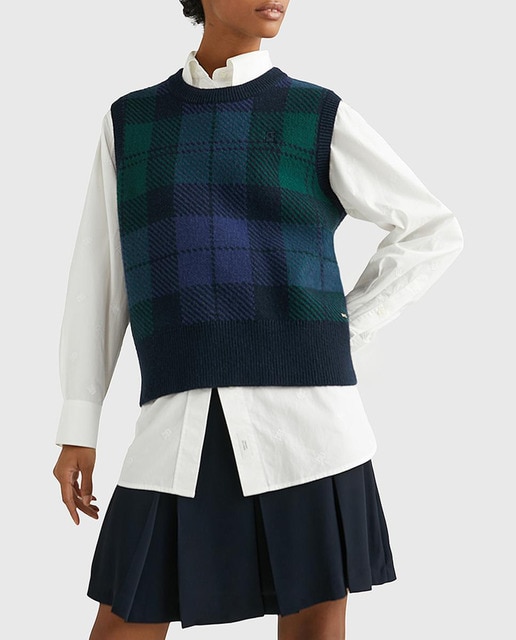 Imagen 0 de Chaleco de mujer de punto de cuello redondo estampado