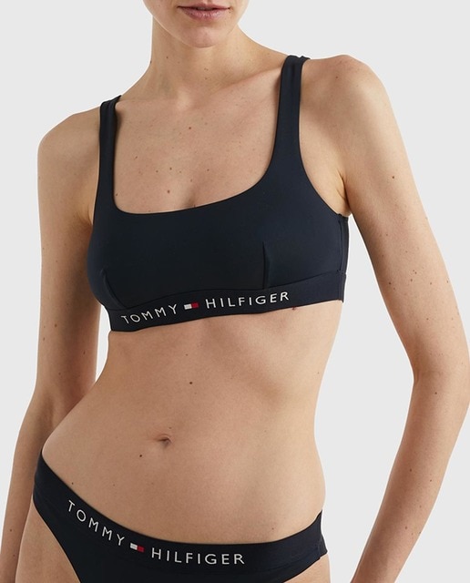 Imagen 0 de Top bikini bralette liso con logo