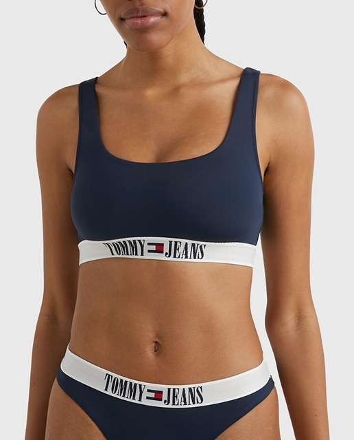 Imagen 0 de Top bikini bralette liso con logo Tommy Jeans