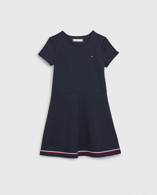 Imagen 0 de Vestido de niña de cuello redondo y manga corta