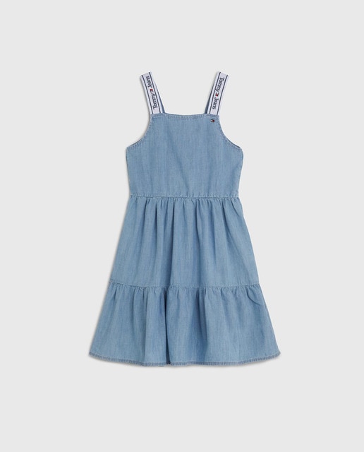 Imagen 0 de Vestido vaquero con tirantes con logo de Tommy Jeans y apertura en la parte trasera