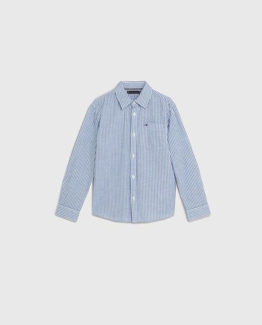 Imagen 0 de Camisa de niño estampada a rayas Tommy Hilfiger de manga larga con bandera bordada