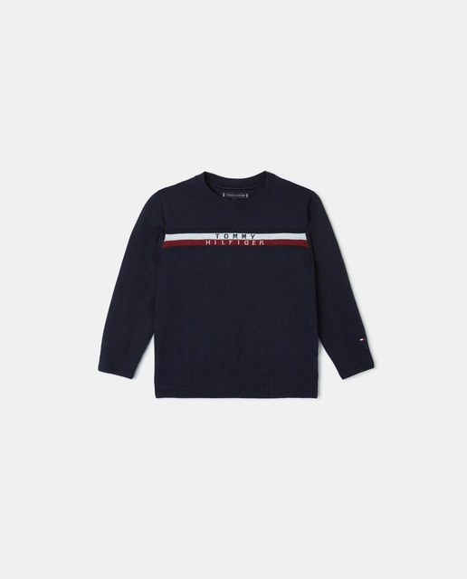 Imagen 0 de Jersey de bebé niño con franja en colores corporativos en la parte delantera y logo bandera en la manga