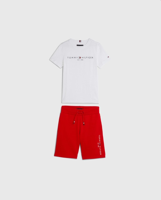 Imagen 0 de Set de bebé niño de camiseta de manga corta con logo Tommy y short con cintura elástica