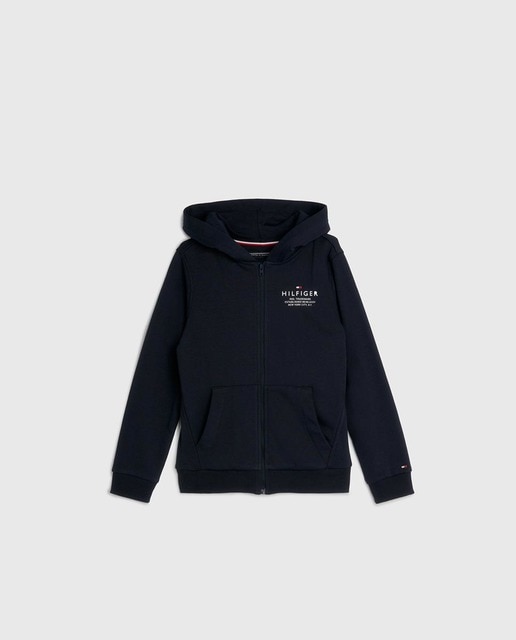 Imagen 0 de Sudadera de bebé niño con cremallera, capucha y bolsillos, con logo Tommy