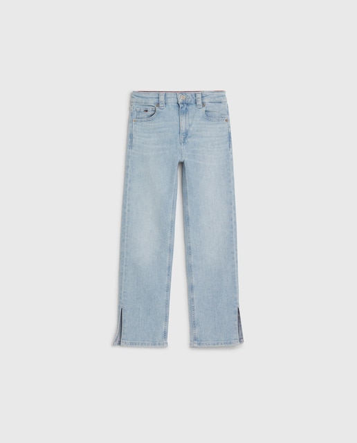 Imagen 0 de Vaquero de niña recto con aperturas laterales en los bajos y logo tommy en el bolsillo trasero