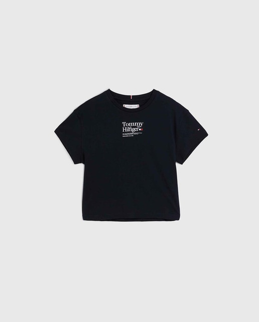 Imagen 0 de Camiseta de niña de manga corta con cuello redondo y logo Tommy