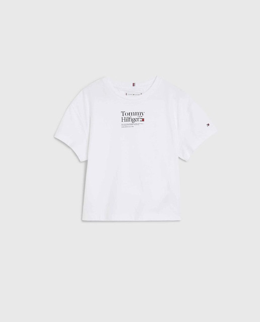 Imagen 0 de Camiseta de niña de manga corta con cuello redondo y logo Tommy