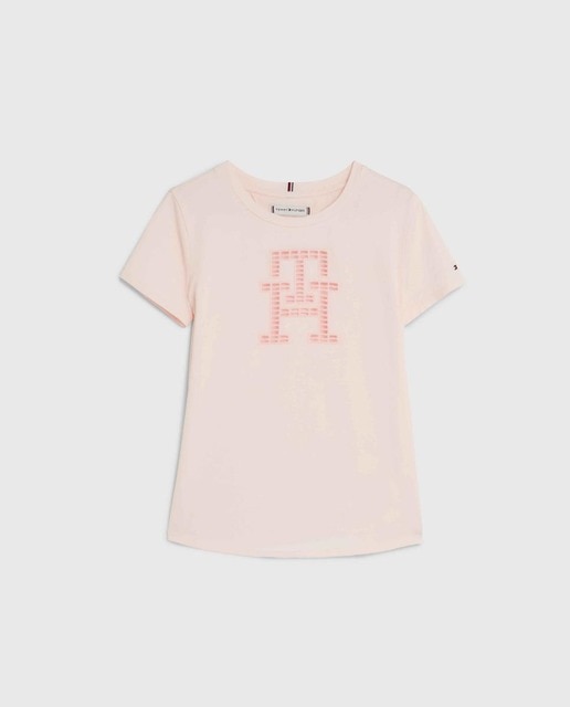 Imagen 0 de Camiseta de niña de manga corta con cuello redondo y logo TH calado