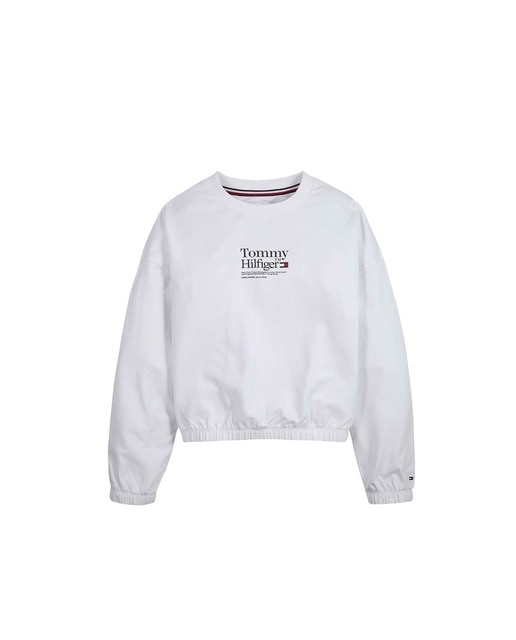Imagen 0 de Sudadera de niña sin capucha con elástico en cintura y mangas y logo Tommy