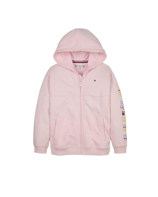Imagen 0 de Sudadera de niña con cremallera y capucha con logo bordado en la manga