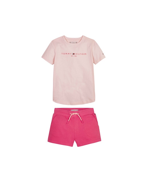 Imagen 0 de Set de bebé niña con camiseta de manga corta y logo Tommy y short con cintura elástica