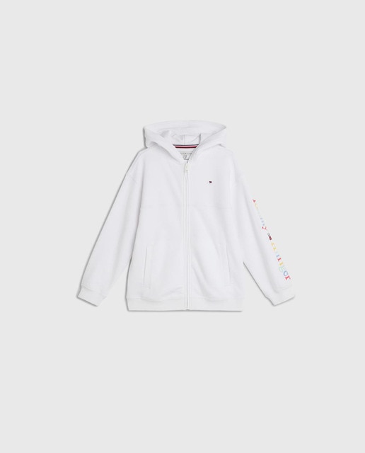 Imagen 0 de Sudadera de niña con cremallera y capucha con logo bordado en la manga