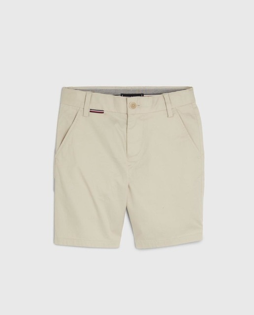 Imagen 0 de Pantalón corto de bebé niño tipo chino con logo bandera bordado