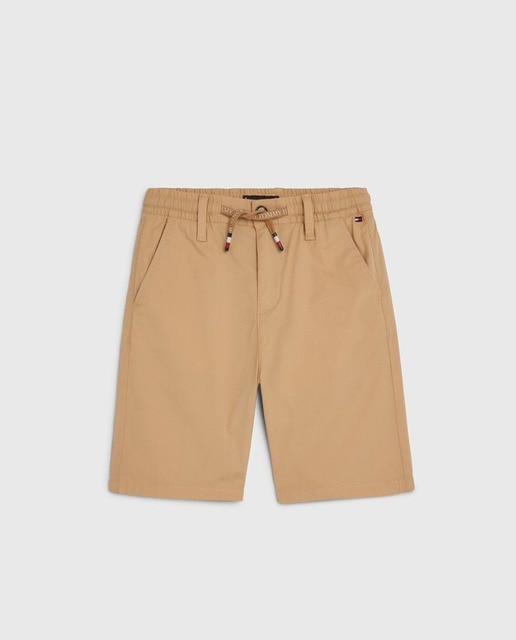 Imagen 0 de Pantalón corto de bebé niño liso con cintura elástica y cordones ajustables