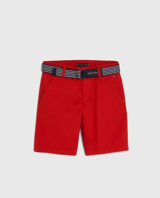 Imagen 0 de Pantalón corto de bebé niño liso con logo bandera en el bolsillo y cinturón incluido