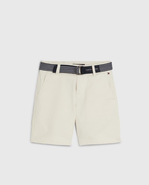 Imagen 0 de Pantalón corto de bebé niño liso con logo bandera en el bolsillo y cinturón incluido