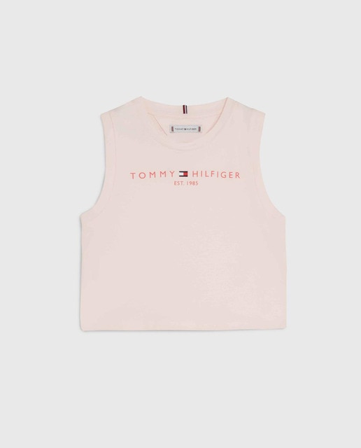 Imagen 0 de Camiseta de bebé niña sin mangas con cuello redondo y logo Tommy
