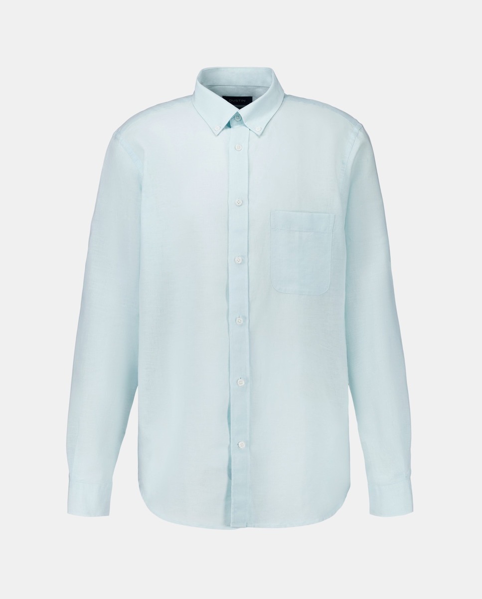 Camisa Clássica de Linho e Algodão Verde Água-4