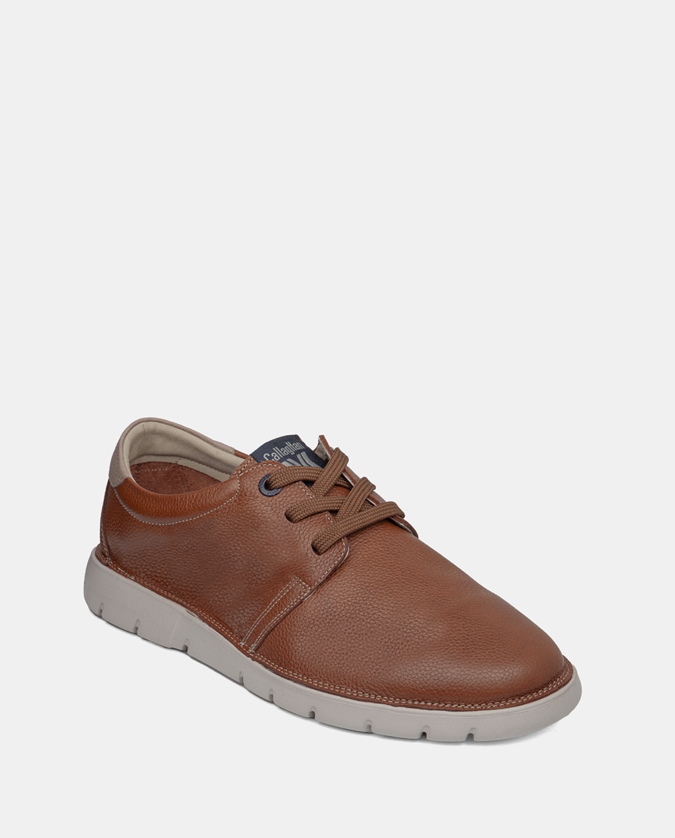 Sapatos de Atacadores com Sistema Adaptaction e em Pele Castanho-2