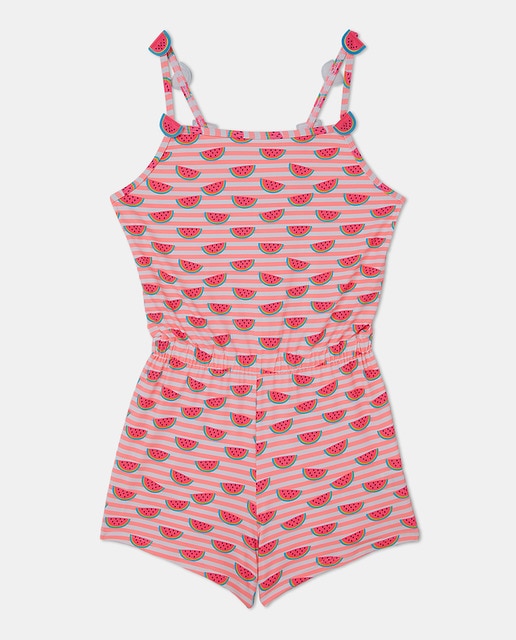 Imagen 0 de Mono de playa de niña con estampado rayas y sandías