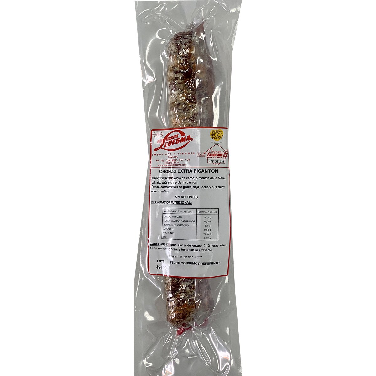chorizo vela extra picantón al vacío peso aproximado pieza 250 g