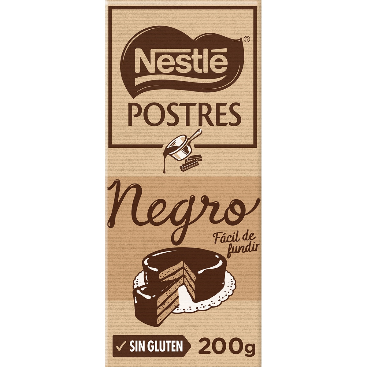 chocolate negro para repostería fácil de fundir sin gluten tableta 200 g