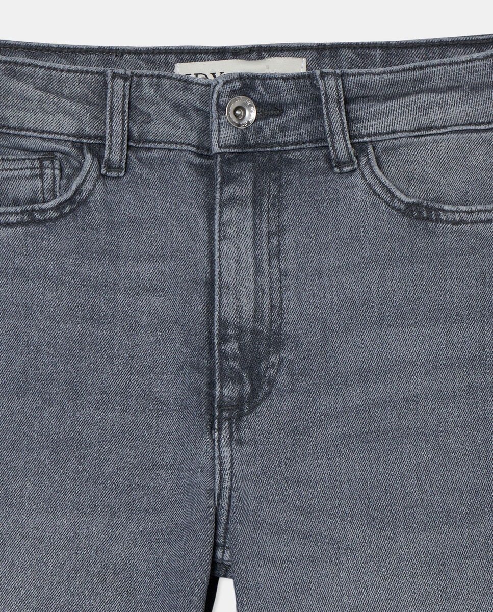 Jeans Regular com Cintura Subida Cinzento-claro-5