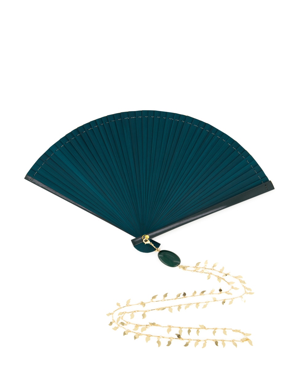 Leque de Festa com Corrente Verde-escuro-1
