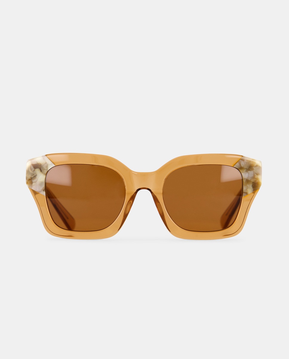 Imagem 0 de Óculos Quadrados de Acetato com Inserções de Concha