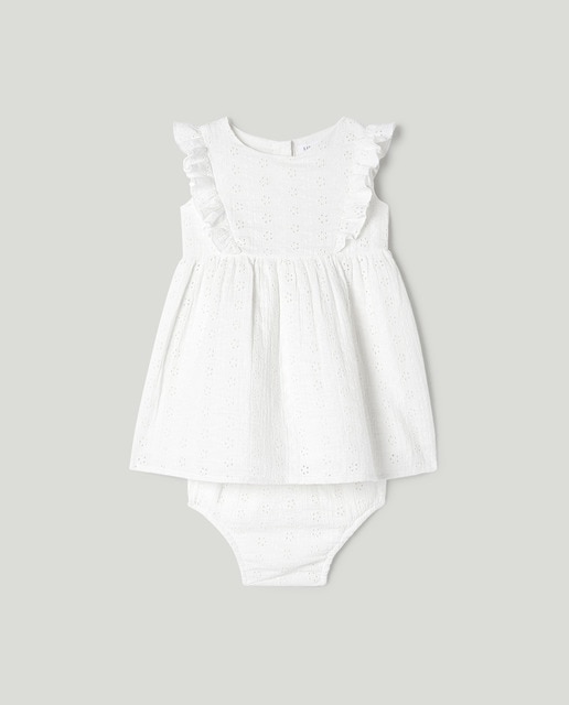 Imagen 0 de Vestido de bebé niña con bordados y volantes