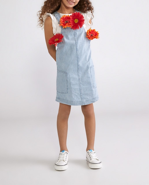 Imagen 0 de Pichi denim de niña con rayas