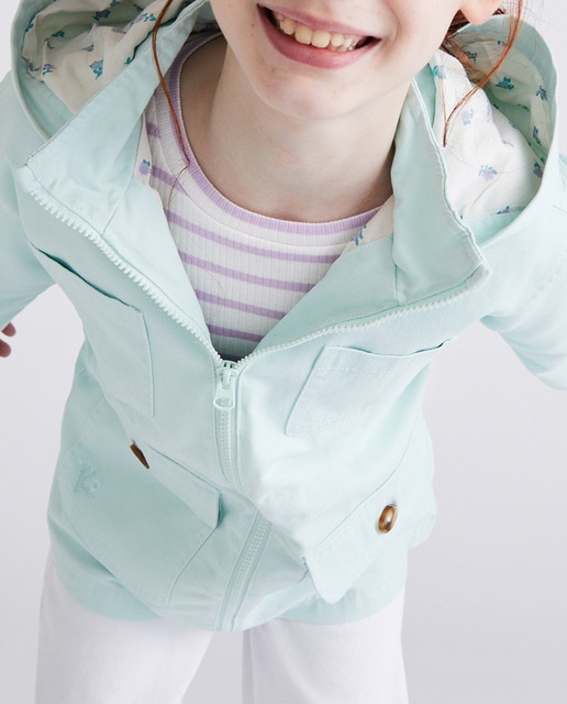 Imagen 0 de Parka sarga color con capucha de niña