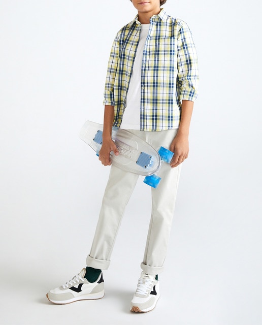 Imagen 0 de Camisa de popelin de niño con estampado de cuadros