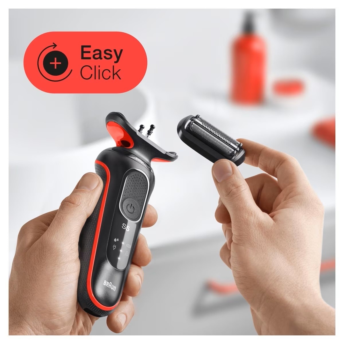Máquina de Barbear Braun Series 5 51-R1000 S EasyClean - Preto e Vermelho Preto / Vermelho-5