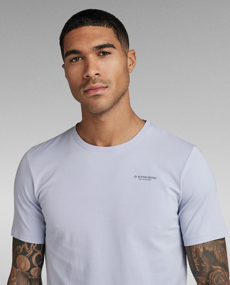 T-shirt Base Slim em Algodão Orgânico com Manga Curta Cinzento-claro-3