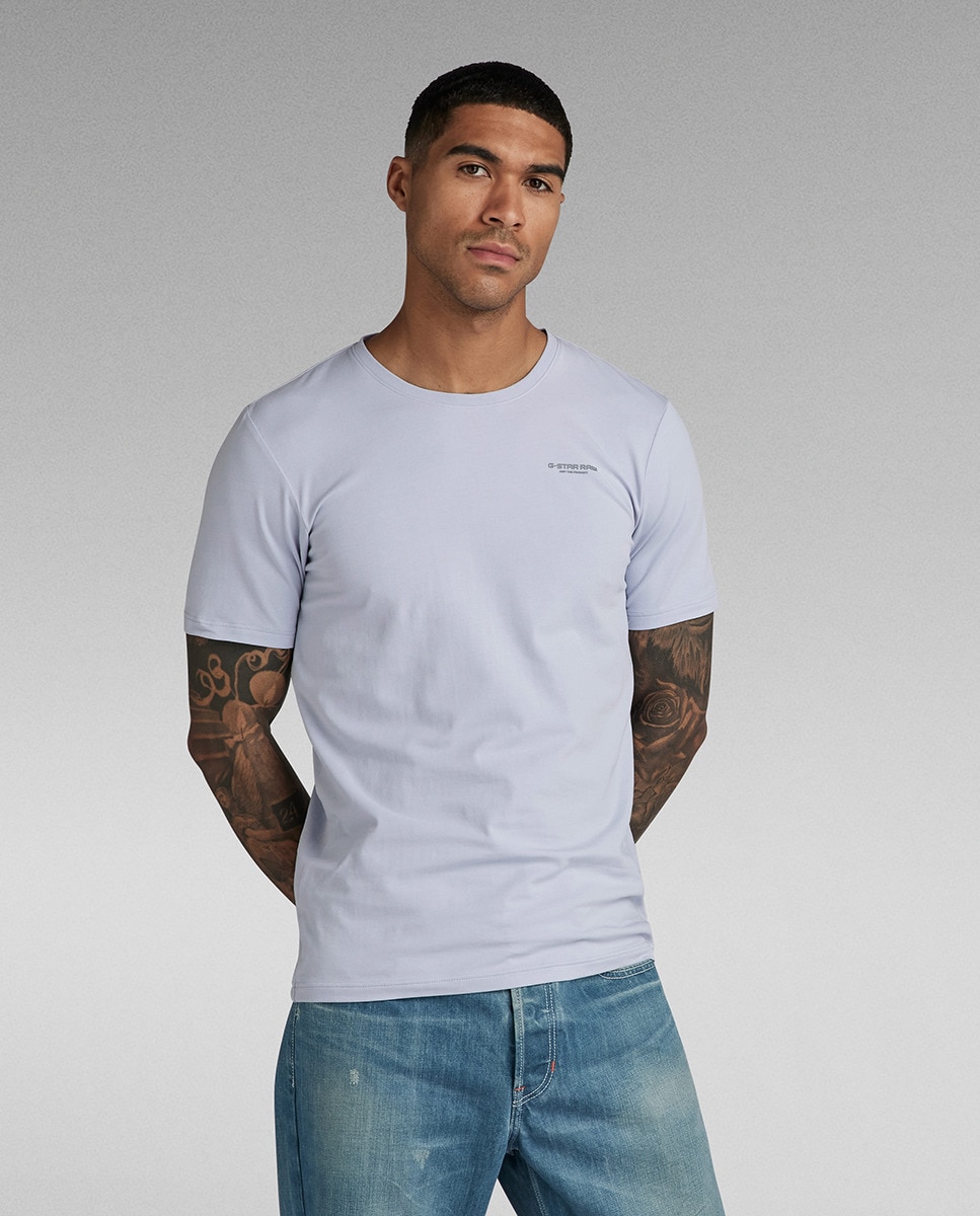 T-shirt Base Slim em Algodão Orgânico com Manga Curta Cinzento-claro-1