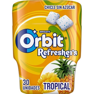 Refresher's chicles sabor tropical sin azúcar bote 30 unidades - Orbit
