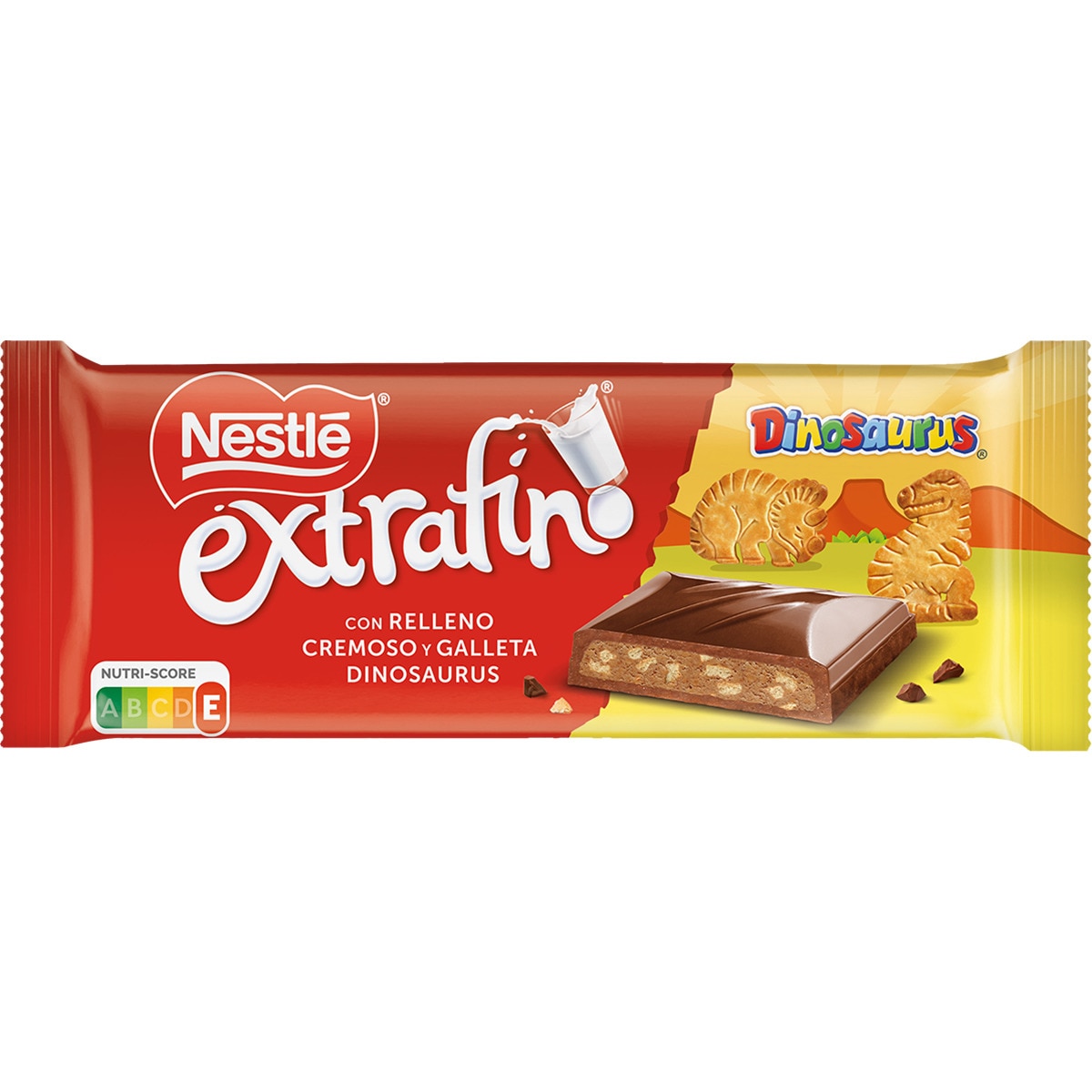 Dinosaurus chocolate con leche con relleno cremoso y trocitos de galleta tableta 84 g