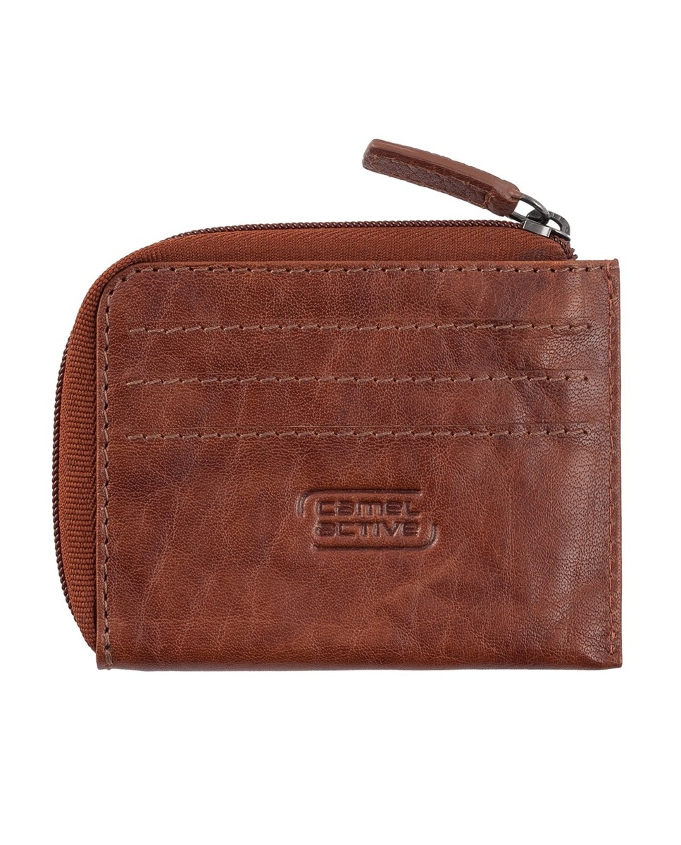 Porta-cartões com fecho eclair Camel Active linha Panama em pele Cognac 2
