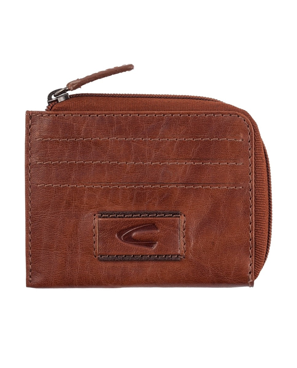 Imagem 0 de Porta-cartões com fecho eclair Camel Active linha Panama em pele Cognac