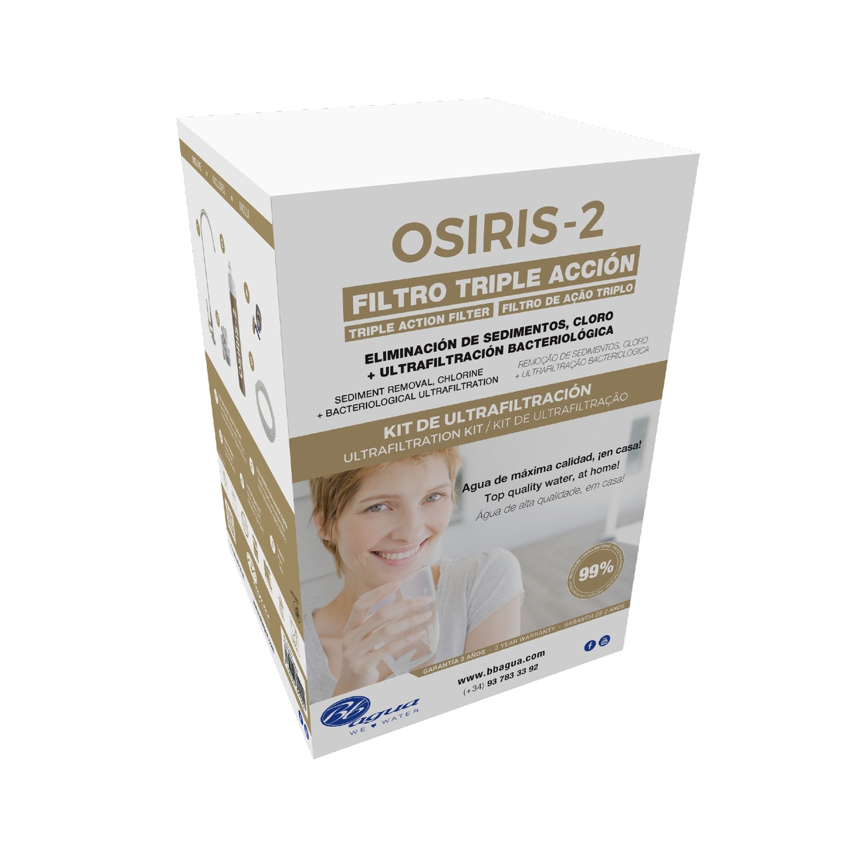 Filtro Agua con triple Acción bajo Encimera Osiris 2 Acero Inox-5