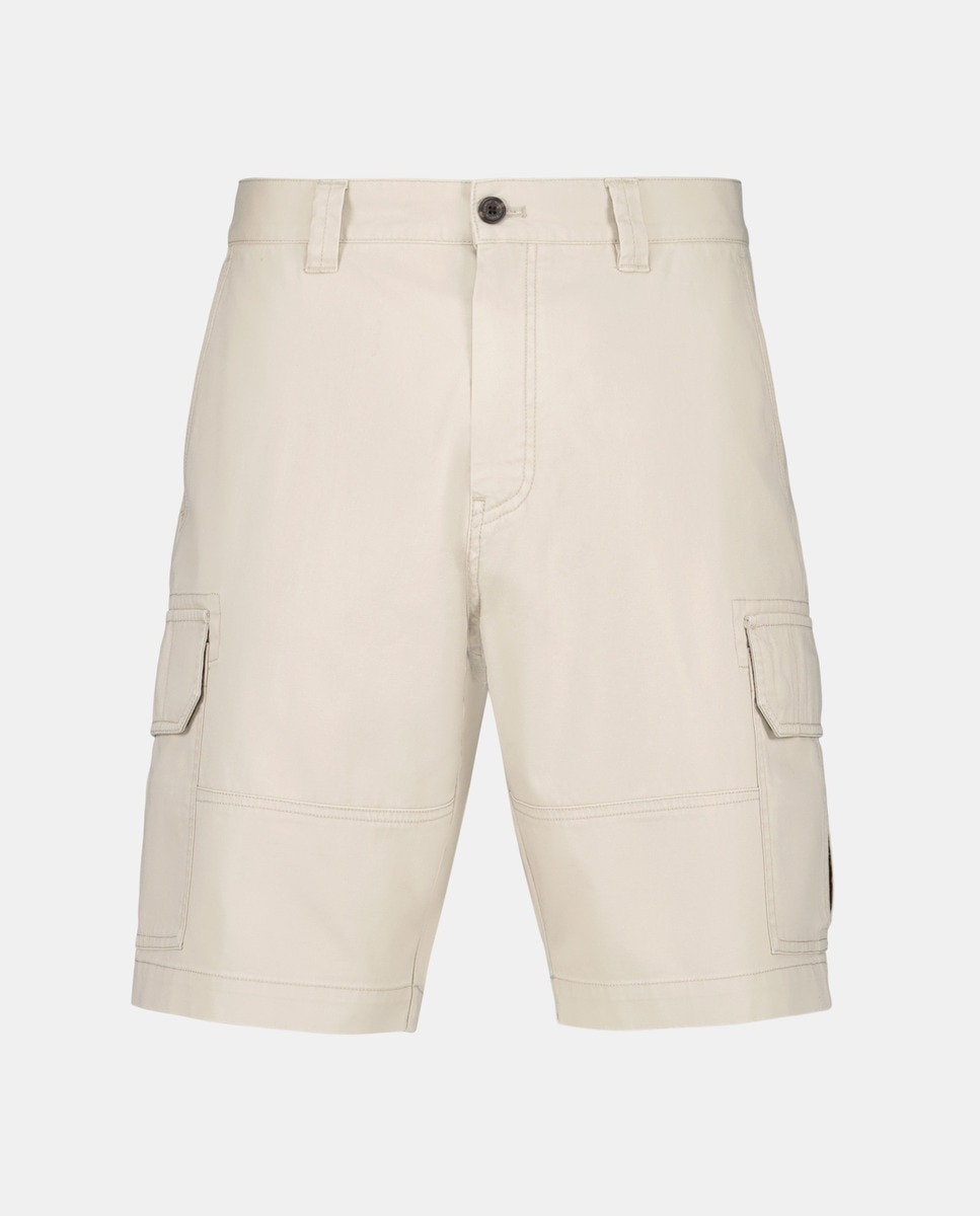 Bermudas Regular com Bolsos Cargo Bege-4