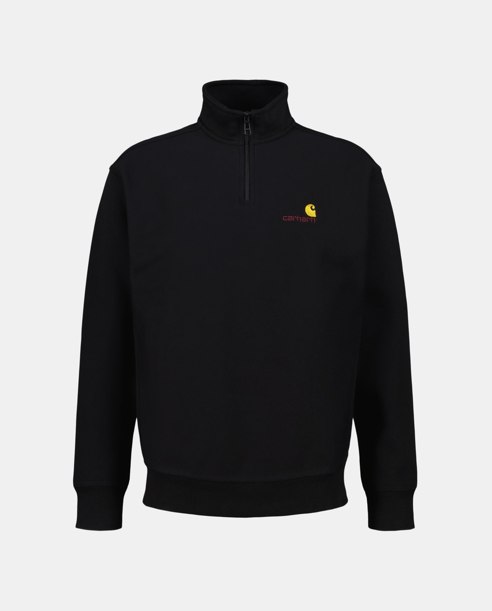 Sweatshirt Relaxed com Meio Fecho de Correr Preto-4